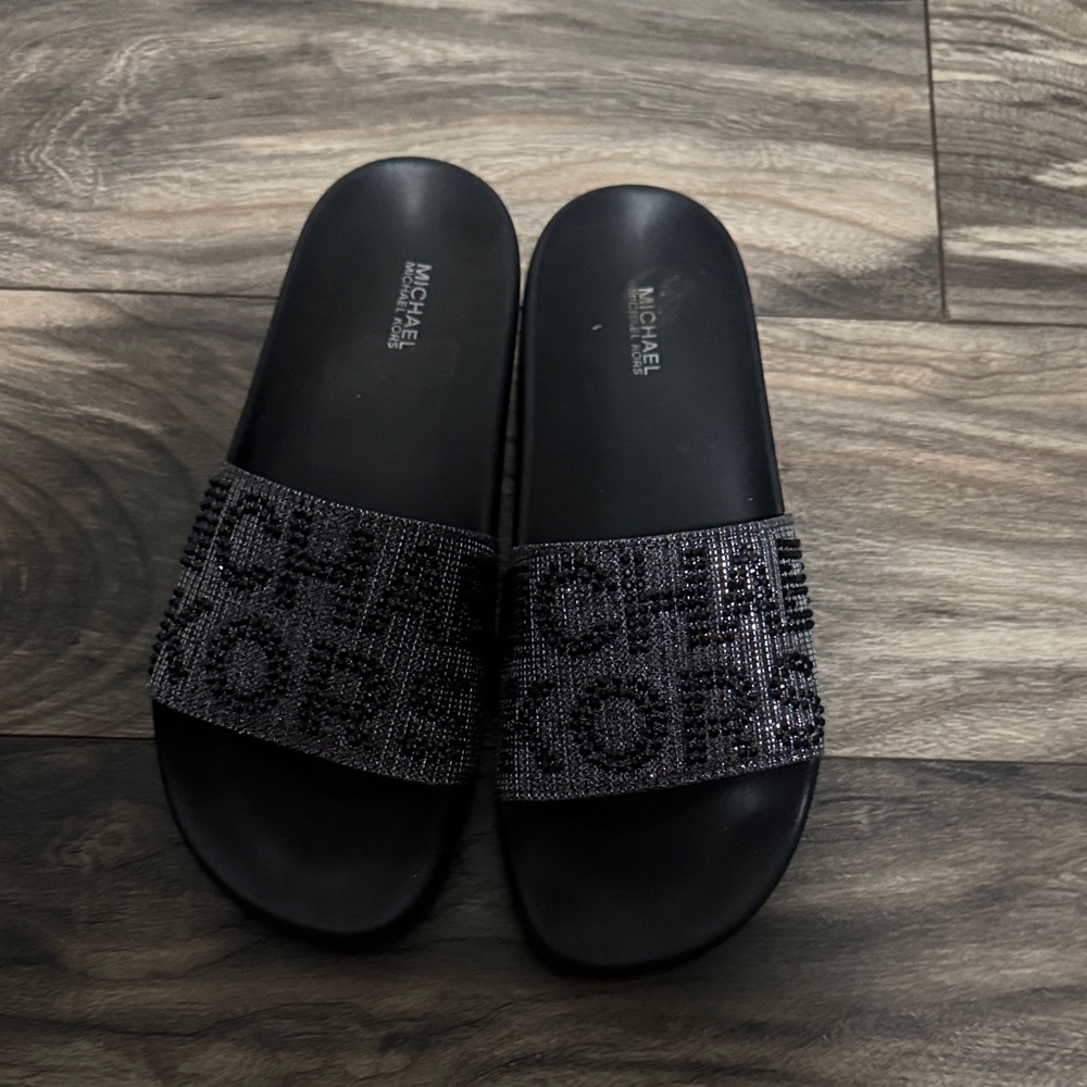 Michael Kors Black Rhinestone Slides
